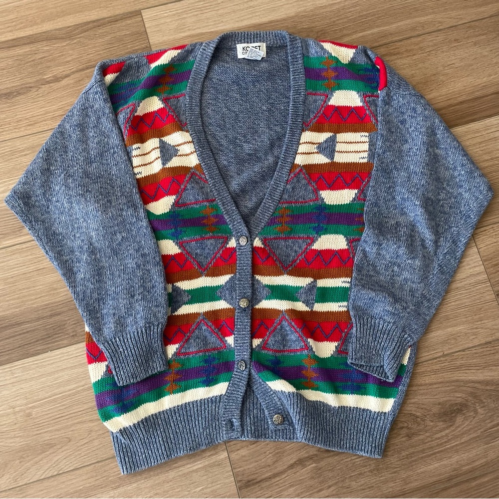 Vintage 80s Koret Multi-Colored Cardigan Sweater